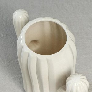 Ваза керамика настольная "Кактус", белая, 16 см