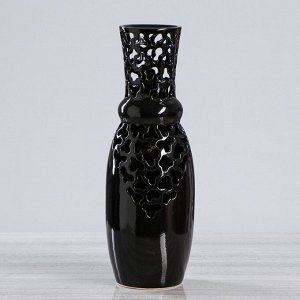 Ваза напольная "Илона", резная, чёрная, керамика, 40 см
