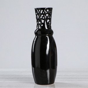 Ваза напольная "Илона", резная, чёрная, керамика, 40 см