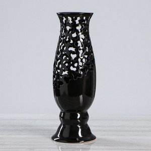 Ваза напольная "Алекса", цвет черный, резная, 40 см, керамика
