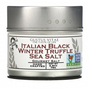 Gustus Vitae, Gourmet Salt, итальянская морская соль с черными трюфелями, 76 г (2,8 унций)