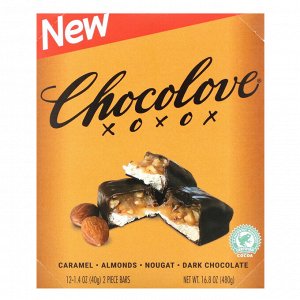 Chocolove, Caramel, Almond & Nougat in Dark Chocolate, 12 Bars, 1.4 oz (40 g) Each