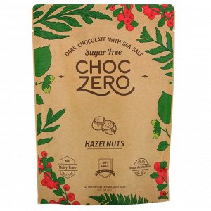 ChocZero, Dark Chocolate With Sea Salt, Hazelnuts, Sugar Free, 6 Bars, 1 oz Each