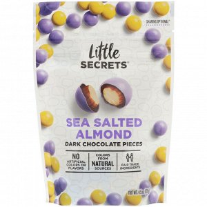 Little Secrets, Кусочки темного шоколада, миндаль с морской солью, 4,5 унц. (128 г)