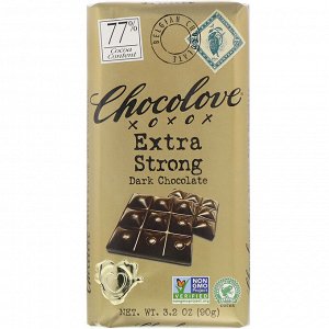 Chocolove, Extra Strong Dark Chocolate, 77 Cocoa, 3.2 oz (90 g)