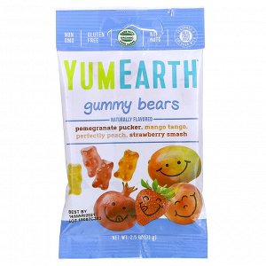 YumEarth, Жевательные мишки, разные вкусы, 12 упаковок, 71 г (2,5 унции) каждая