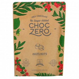 ChocZero, Milk Chocolate, Hazelnuts, No Sugar Added, 6 Bars, 1 oz Each