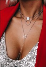 Серебряное колье на цепочке с кольцом 20 мм