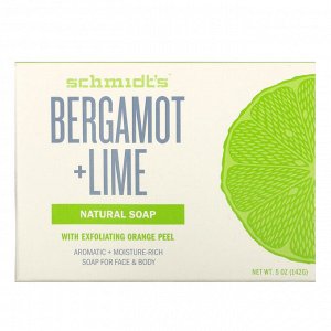 Schmidt&#x27 - s, Natural Soap, Bergamot + Lime, 5 oz (142 g)