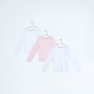 Комплект из 3 футболок из хлопка - белый/розовый