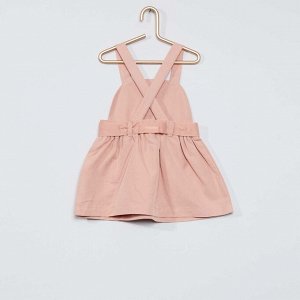 Легкое платье с поясом - розовый