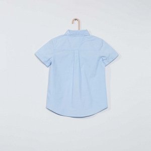 Рубашка с короткими рукавами из поплина на основе хлопка - голубой
