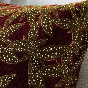 ДЕКОРЕРА Чехол на подушку, цветочный орнамент бордовый50x50 см