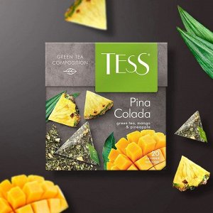 Tess Pina Colada: ананас и кокос, зеленый чай в пирамидках, 20 шт