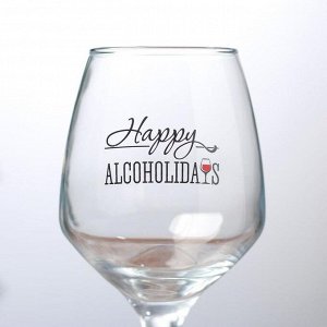 Бокал для вина «Алкохолидейс», тип нанесения рисунка: деколь