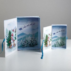 Набор коробок - книг 2 в 1 «Счастливого Нового Года», 20 х 12,5 х 5 - 27 х 19,5 х 8 см