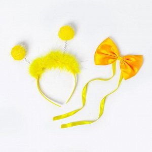 Карнавальный набор "Помпушки" 2 предмета: ободок, бабочка, цвет желтый
