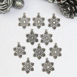 Декор для творчества металл "Снежинка ажурная" серебро 2,2х1,7 см