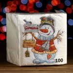 Салфетки бумажные Гармония цвета многоцветие &quot;Снеговичок&quot;, 24*24 см 100 листов