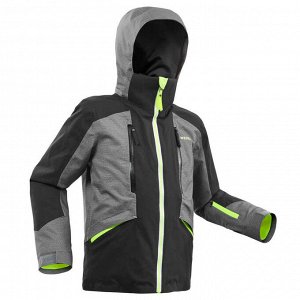 Куртка лыжная теплая водонепроницаемая для детей серо-черная 900