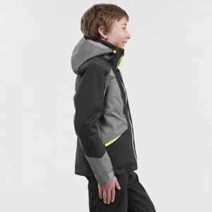 Куртка лыжная теплая водонепроницаемая для детей серо-черная 900