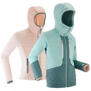 Куртка лыжная для фрирайда 3 в 1 детская зеленая 900 wedze