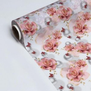 Термоплёнка «Розы розовый», 1-15 м, толщина 0,7 мм