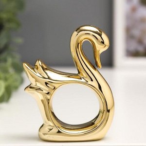 Сувенир керамика держатель для салфеток "Лебедь" золото 8,5х6,7х2,2 см
