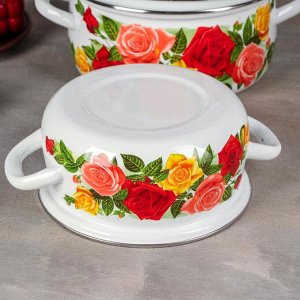 Набор посуды «Розовый рай», 4 шт: кастрюли 2 л, 3 л, 4 л, чайник 3 л