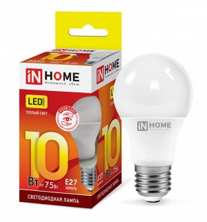 Лампа светодиодная LED-A60-VC 10Вт 230В Е27 3000К 900Лм IN HOME