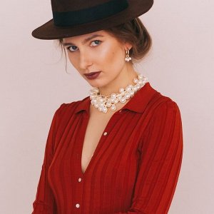 Колье «Вдохновение» шар №12.14, бело-бежевое в золоте, L=50 см