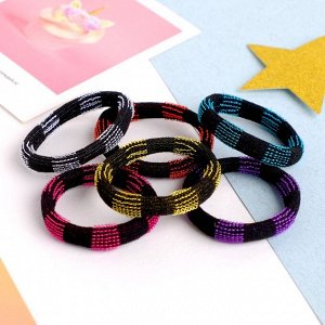 Резинки для волос «Махрушка», набор 6 шт., шахматка чёрный