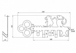 Ключница металлическая "Мышата", бронзовая