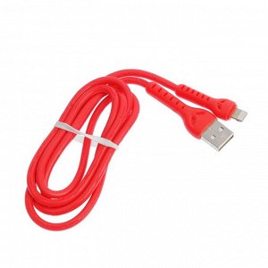 Кабель LuazON, Lightning - USB, 1 А, 1 м, усиленный штекер, красный
