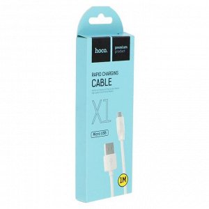 Кабель Hoco X1, microUSB - USB, 1 А, 1 м, белый