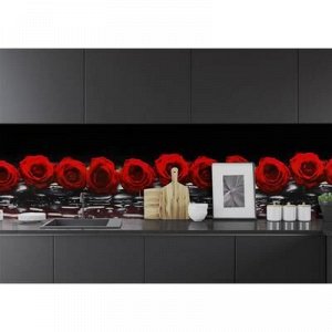 Кухонный фартук ПВХ "Розы на камне" 3000x600мм
