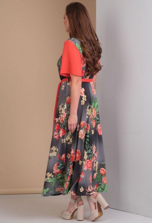 Платье Anastasia Mak 500 серое-цветы