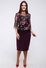 Платье Amelia Lux 3235 бордо цветы