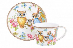 Чайн. пара 2 пр. 270 мл 12,5*9,5*7 см "Совушки" NEW BONE CHINA