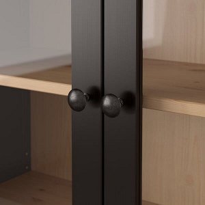 ХЕМНЭС Шкаф-витрина с 3 ящиками, черно-коричневый/светло-коричневый90x197 см