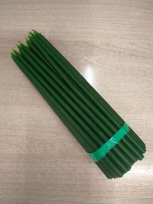 Свеча восковая зеленая (22*0,7 см, около1,5 ч) 1 шт.