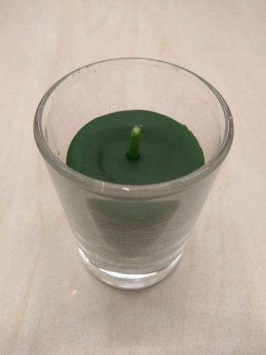 Свеча в стопке зелёная, H-7 см