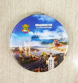 Зеркало сувенирное Владивосток d-7 см в ассортименте