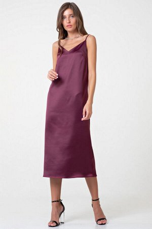 Платье-комбинация миди в бельевом стиле ягодное