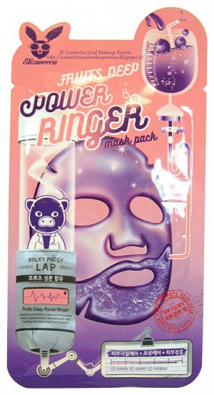 Elizavecca Тканевая маска д/лица Фруктовая FRUITS DEEP POWER Ringer mask pack, 1шт