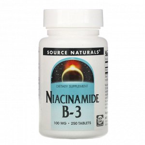 Source Naturals, Никотинамид B-3, 100 мг, 250 таблеток