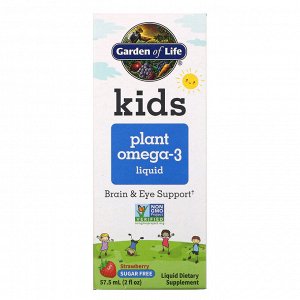 Garden of Life, Kids Plant Omega-3 Liquid, клубника, 57,5 мл (2 жидк. Унции)