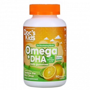 Doctor&#x27 - s Best, Omega + DHA Kids Gummies, Citrus, 90 Gelatin-Free Gummies