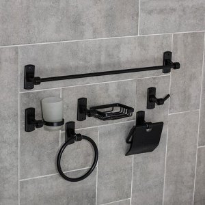Набор для ванной комнаты «Лофт», 6 предметов, цвет чёрный