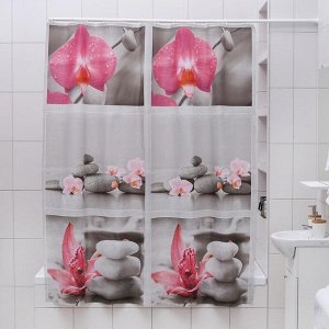 Штора для ванной комнаты Доляна «Камни и орхидея», 180x180 см, EVA